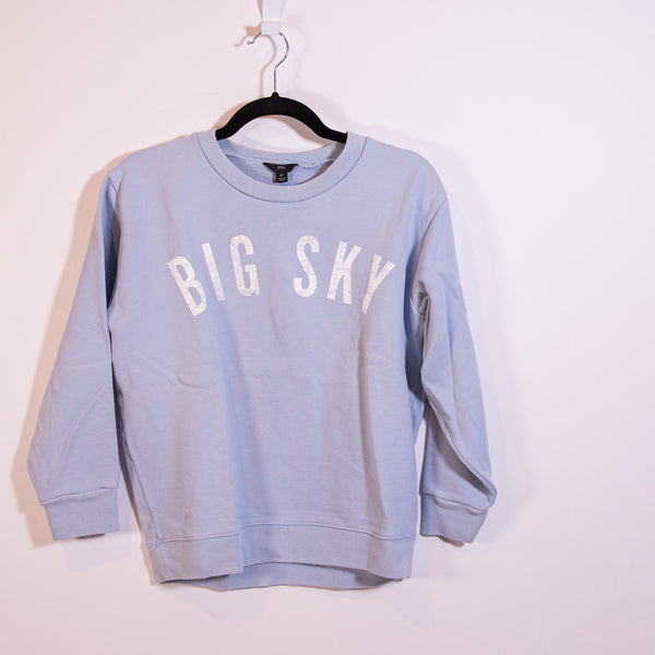 J. Crew Women's Big Sky Cotton Terry Lined Crew Neck Sweatshirt Sweater Blue M