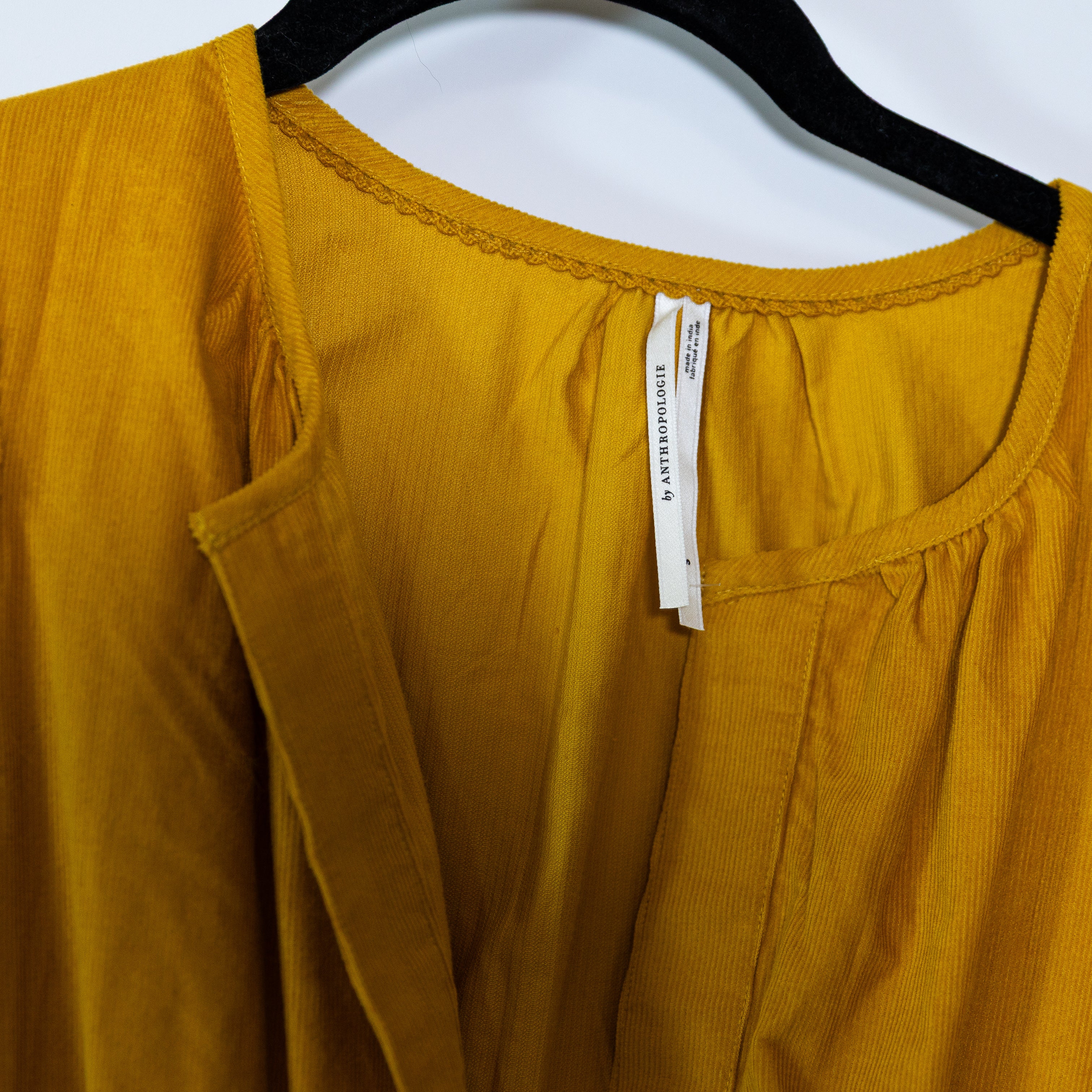 Anthropologie The Somerset Velvet Velour Ribbed Corduroy Smocked Mini Dress S