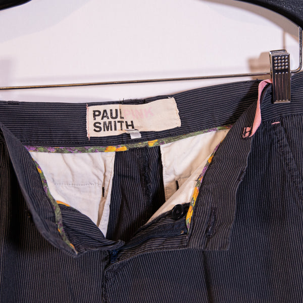 Paul Smith PINK Women's Cotton Poplin Blue White Pinstripe Crop Trouser Pants 28