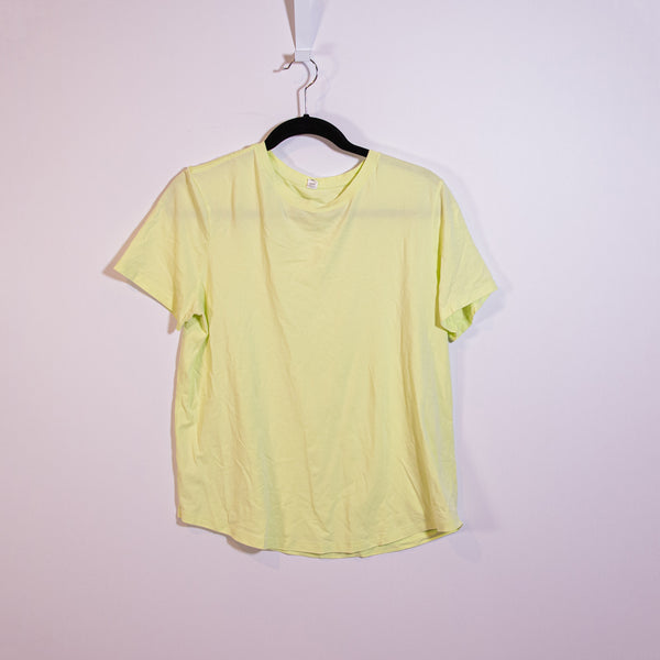 Lululemon Women's Cotton Crew Neck Short Sleeve Tee Shirt Neon Lime Yellow 10