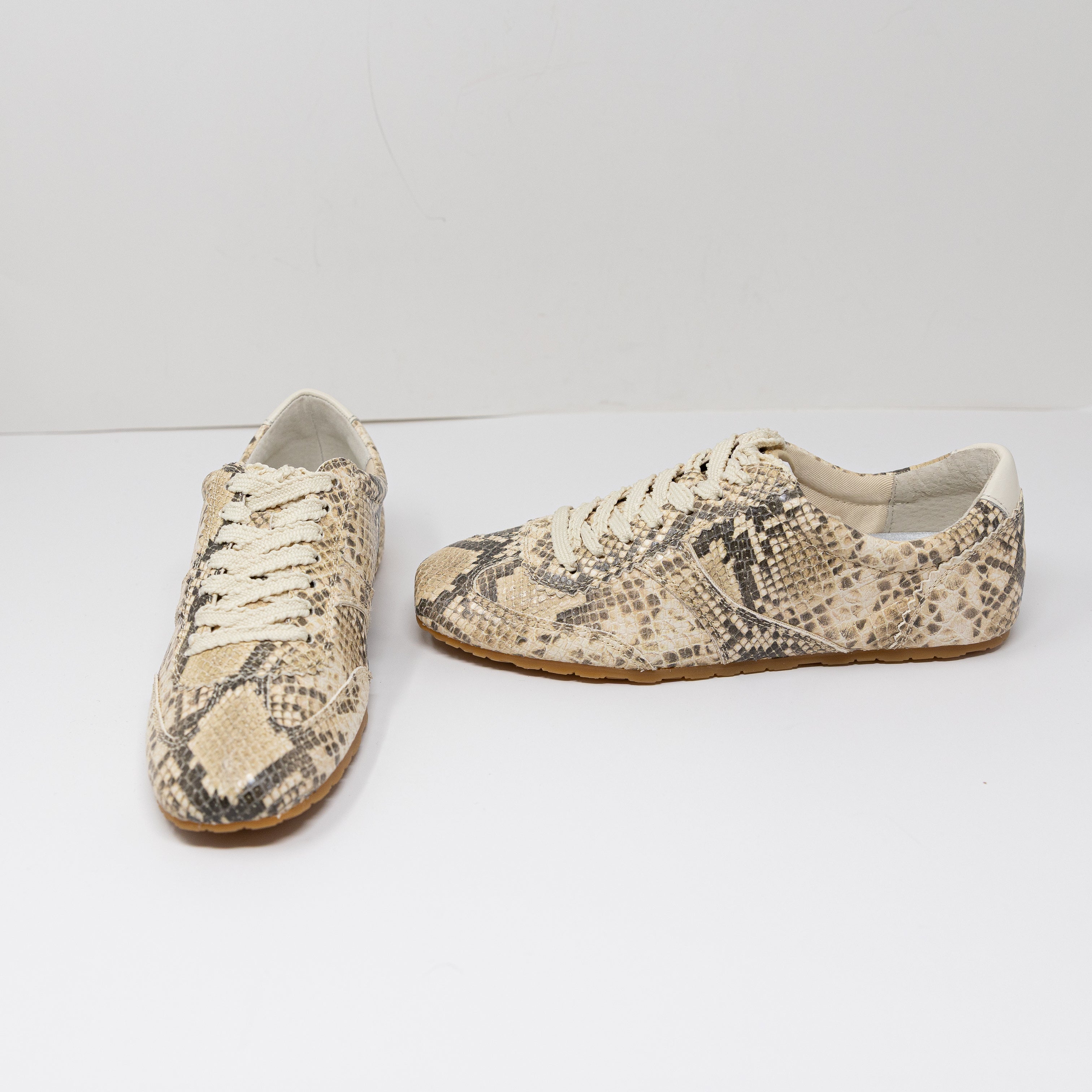 NEW Dolce Vita Dorie Genuine Leather Natural Snake Print Pattern Low Top Sneaker