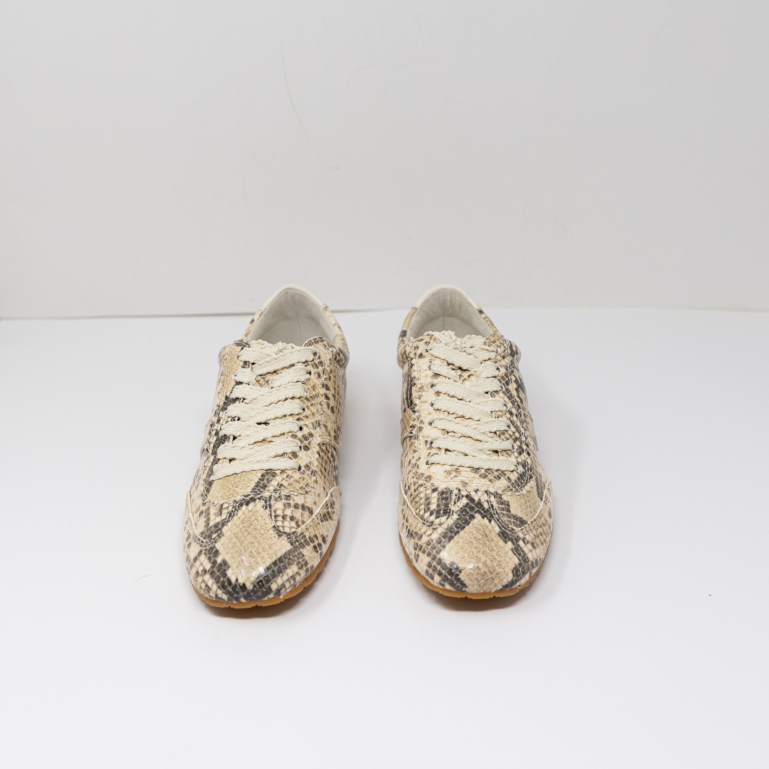NEW Dolce Vita Dorie Genuine Leather Natural Snake Print Pattern Low Top Sneaker