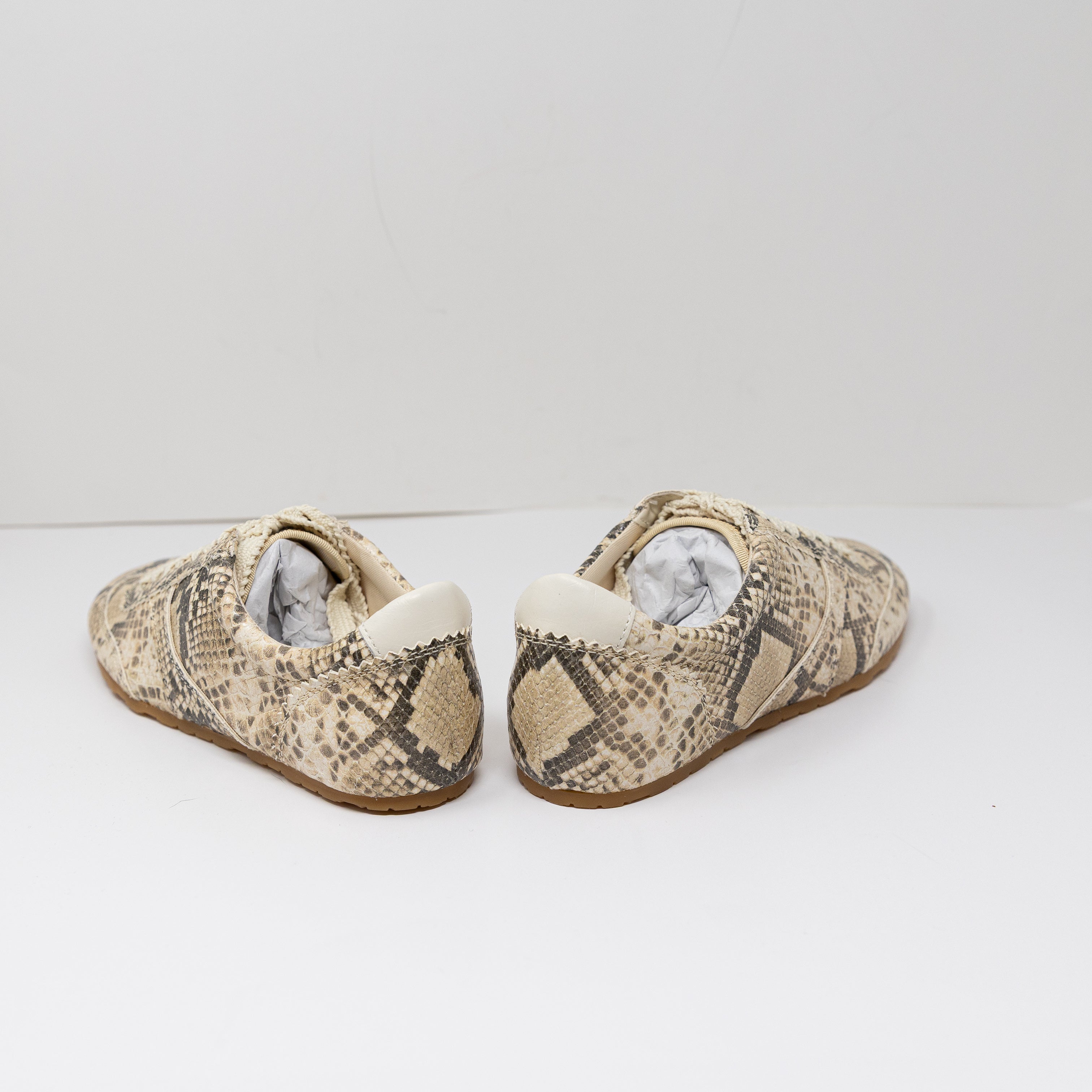 NEW Dolce Vita Dorie Genuine Leather Natural Snake Print Pattern Low Top Sneaker