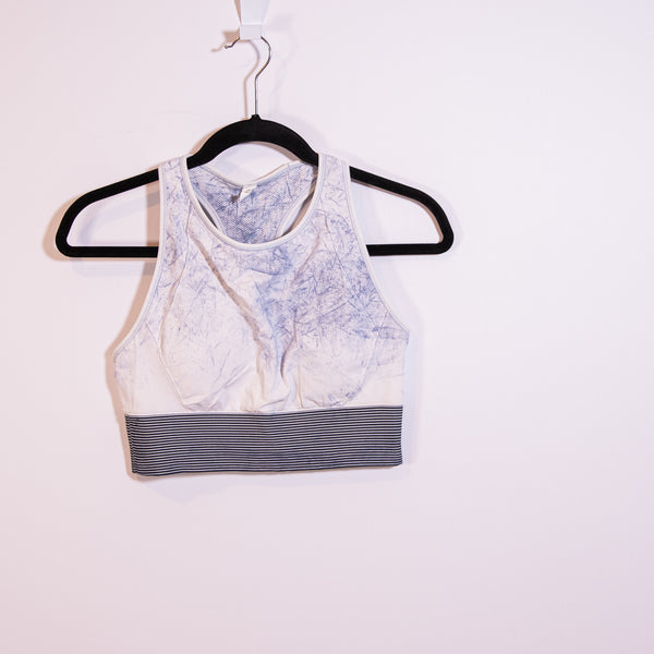 Lululemon Women's Ebb To Train White Black Luna Wash Racerback Sports Bra 10