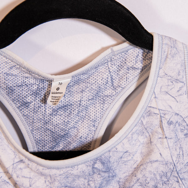 Lululemon Women's Ebb To Train White Black Luna Wash Racerback Sports Bra 10