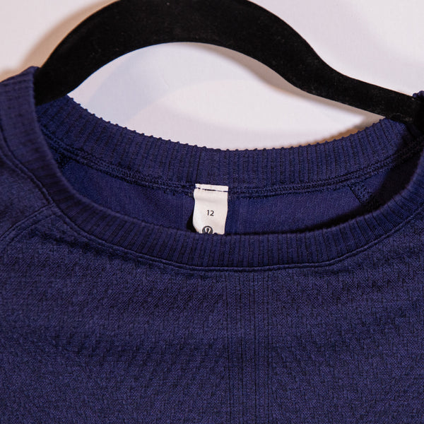 Lululemon Rest Less Pullover Crew Neck Long Sleeve Work Out Shirt Top Night Sea