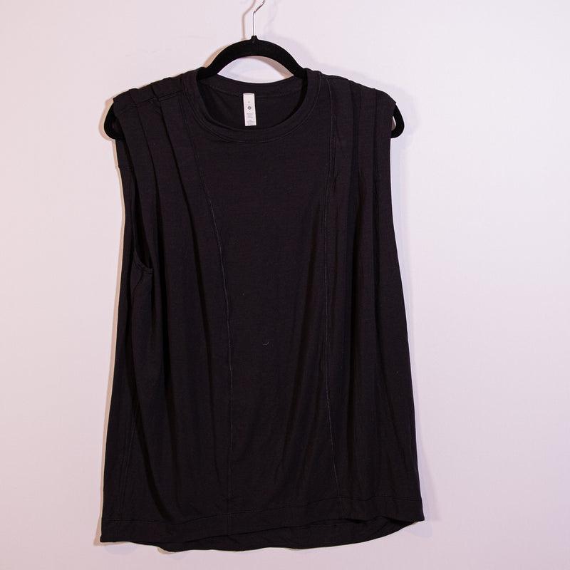 Lululemon Women's Modal Pleated Shoulder Crew Neck Sleeveless Tank Top Black 6