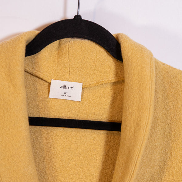 Wilfred Aritzia Dujardin Wool Felt Blend Two Button Long Overcoat Jacket Mustard