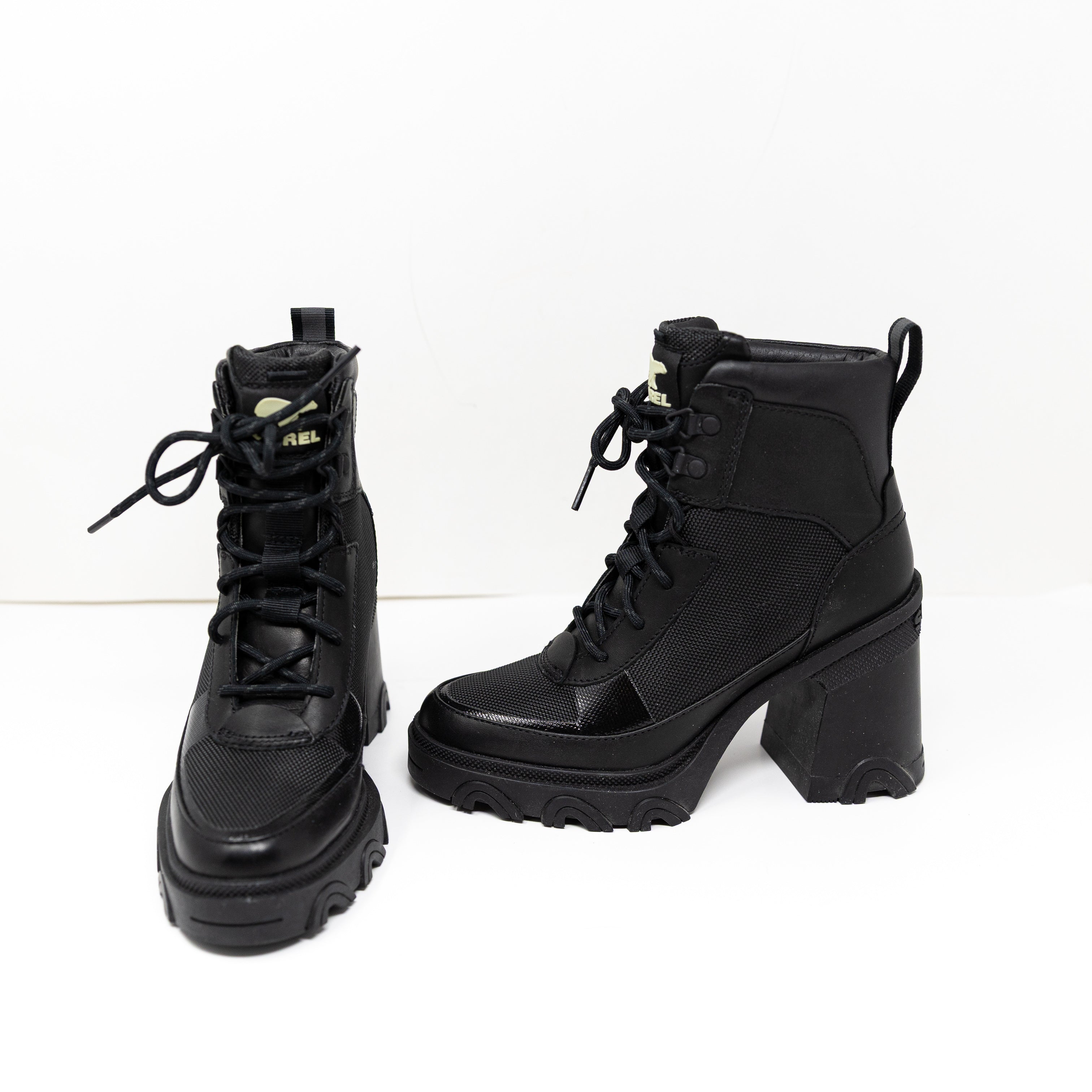 NEW Sorel Women's Brex Ankle Chunky Heel Lug Sole Waterproof Booties Shoes Black