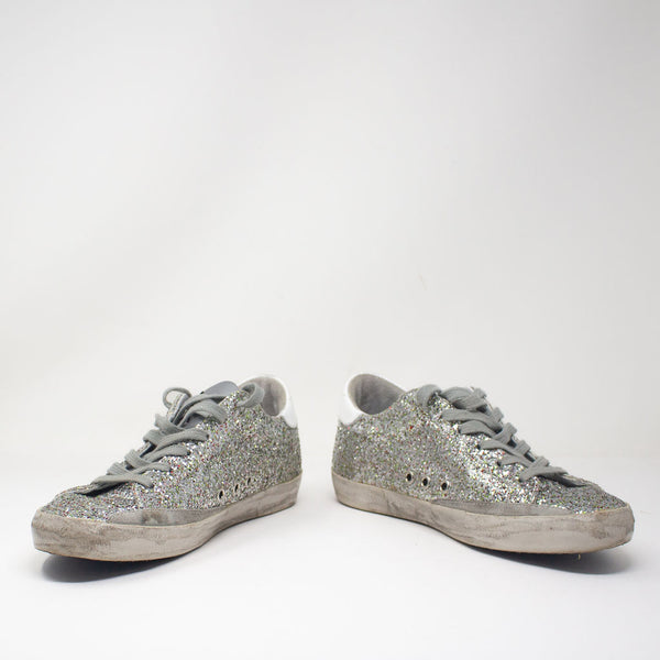 Golden Goose Ssense Leopard Glitter Silver Ice Star Low Top Lace Up Sneakers 9