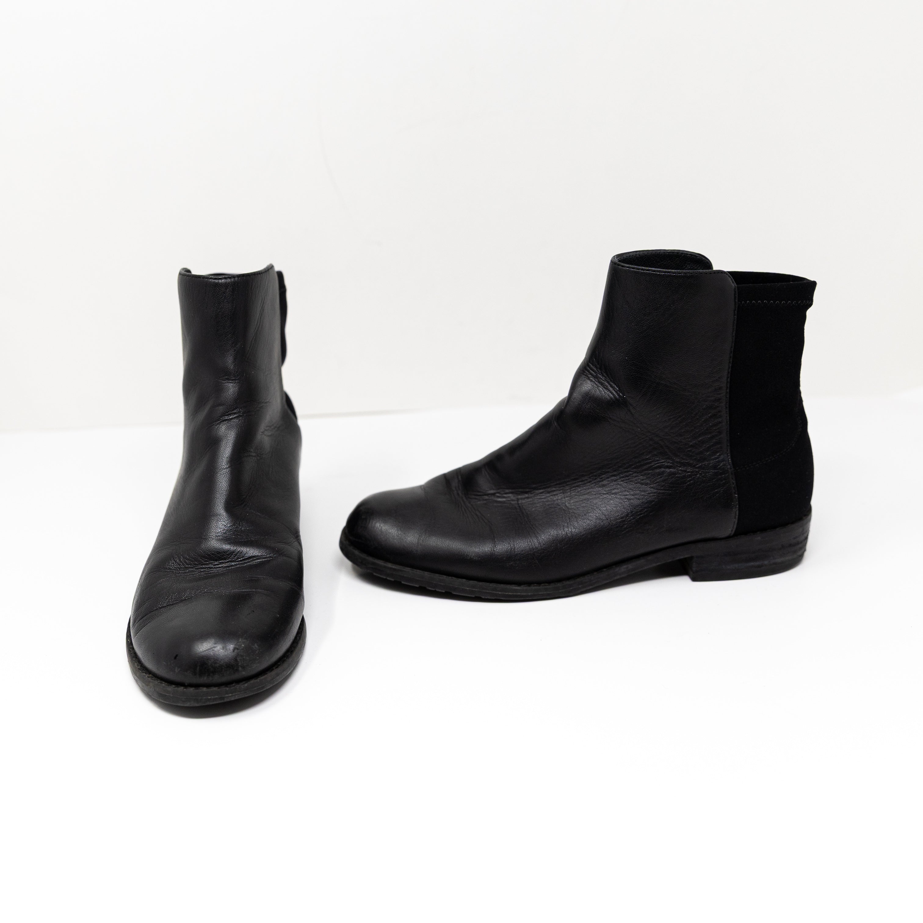 Stuart Weitzman Women's 50/50 Genuine Leather Stretch Panel Pull On Ankle Boots