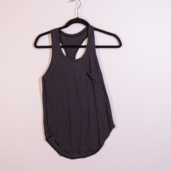 Lululemon Women's Yogi Racerback Mini Stripe Heathered Pitch Grey Black Tank Top
