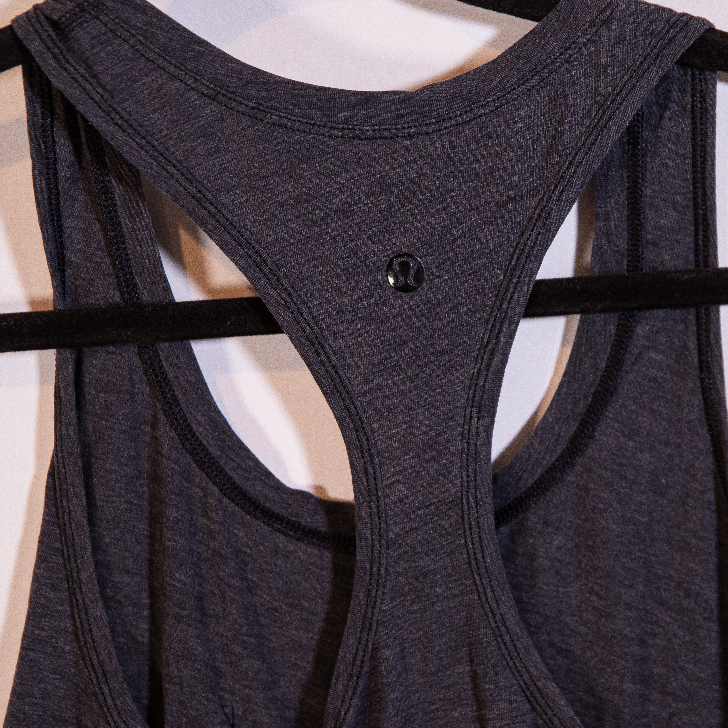 Lululemon Women's Yogi Racerback Mini Stripe Heathered Pitch Grey Black Tank Top
