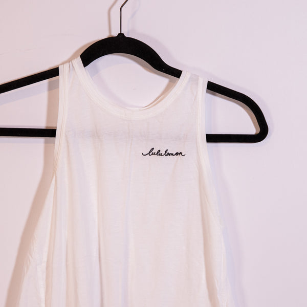 Lululemon Women's All Tied Up Split Back Crew Neck Embroidered Script Logo Tank