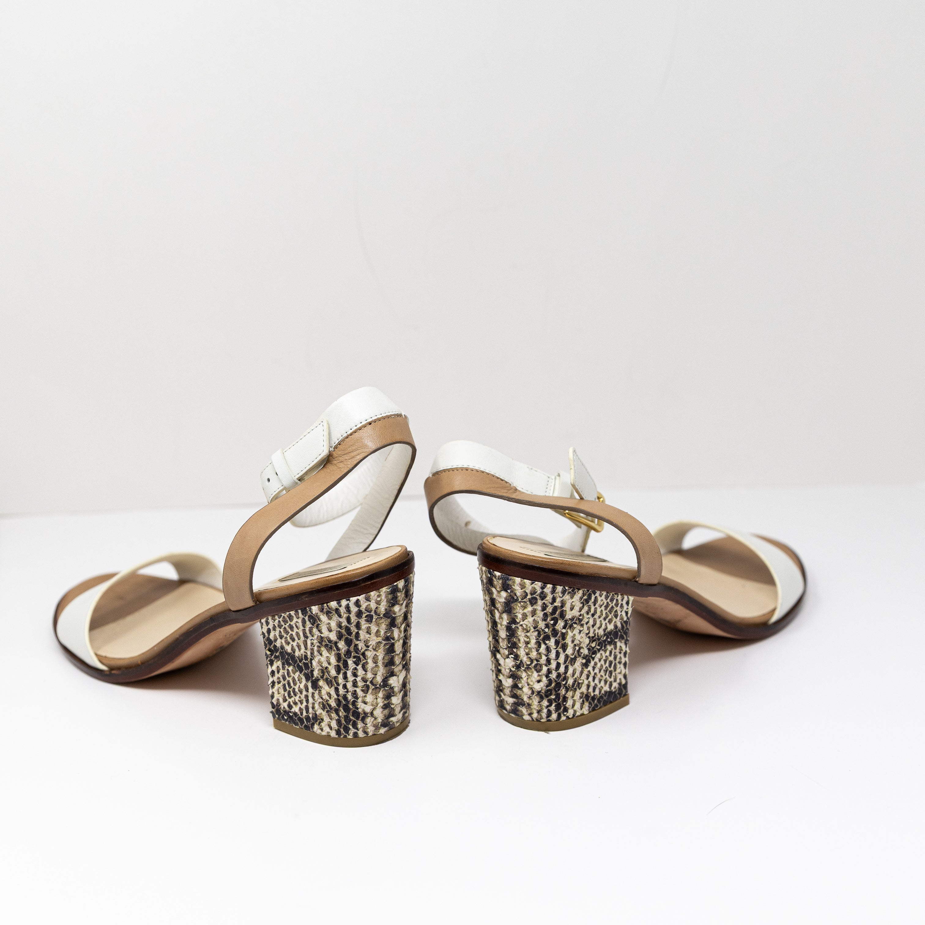 Cole Haan Cambon Genuine Leather Ankle Strap Open Toe Block High Heels Shoes 10