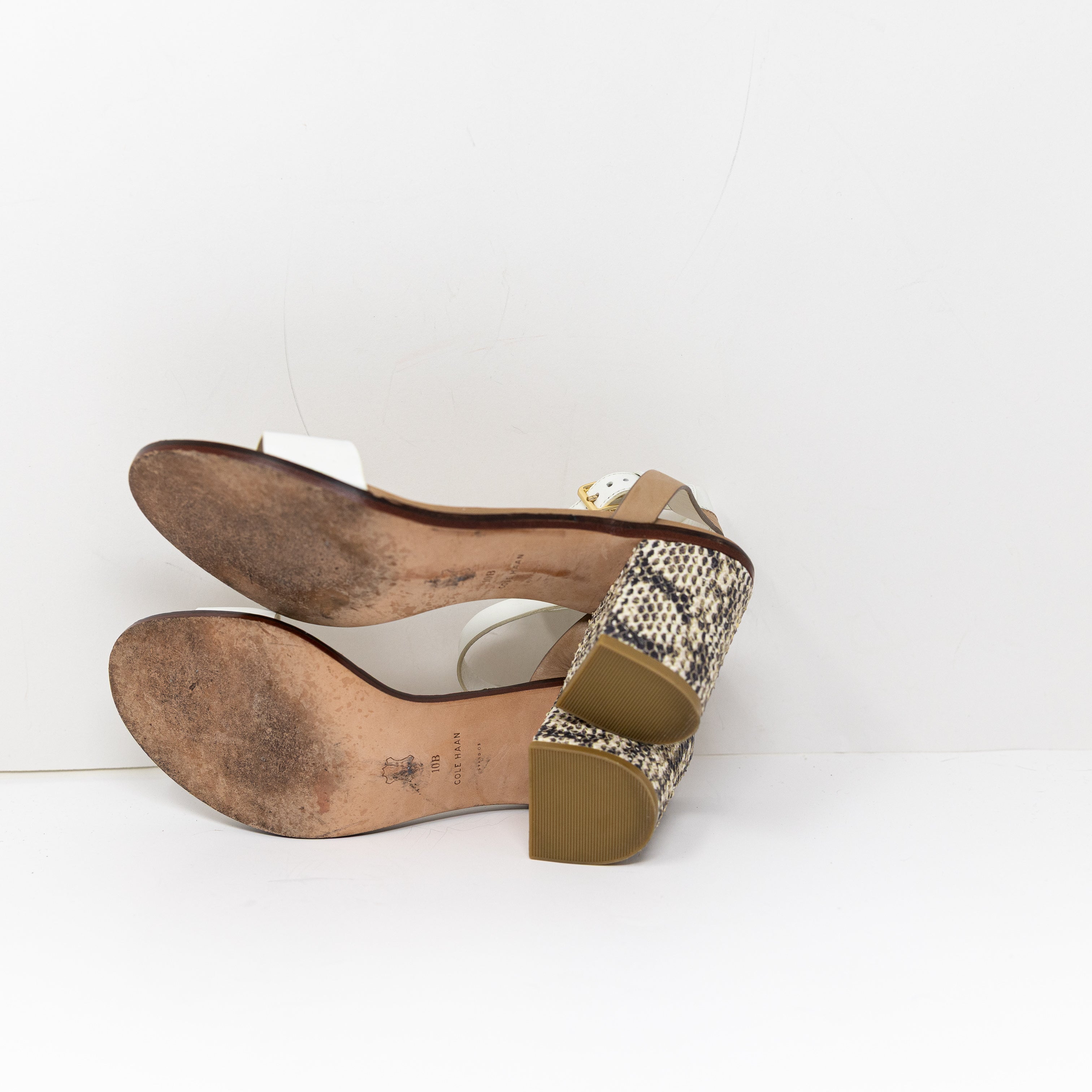 Cole Haan Cambon Genuine Leather Ankle Strap Open Toe Block High Heels Shoes 10