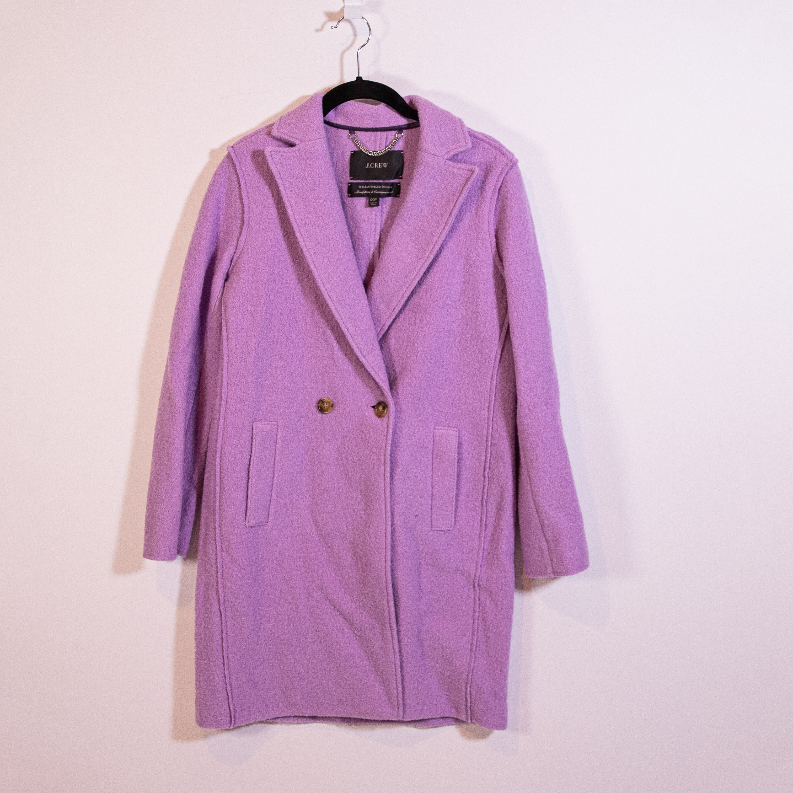 J. Crew Daphne Italian Boiled Wool Double Breasted Topcoat Peacoat Jacket Purple