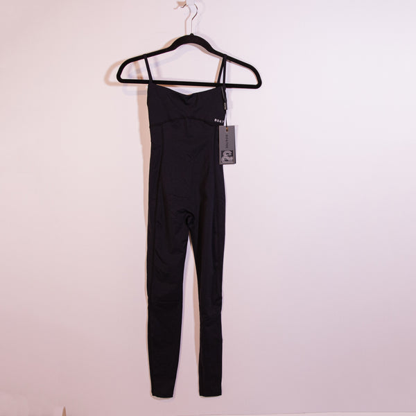 NEW Bo &amp; Tee Open Back One Piece Athletic Work Out Stretch Jumpsuit Black XXS