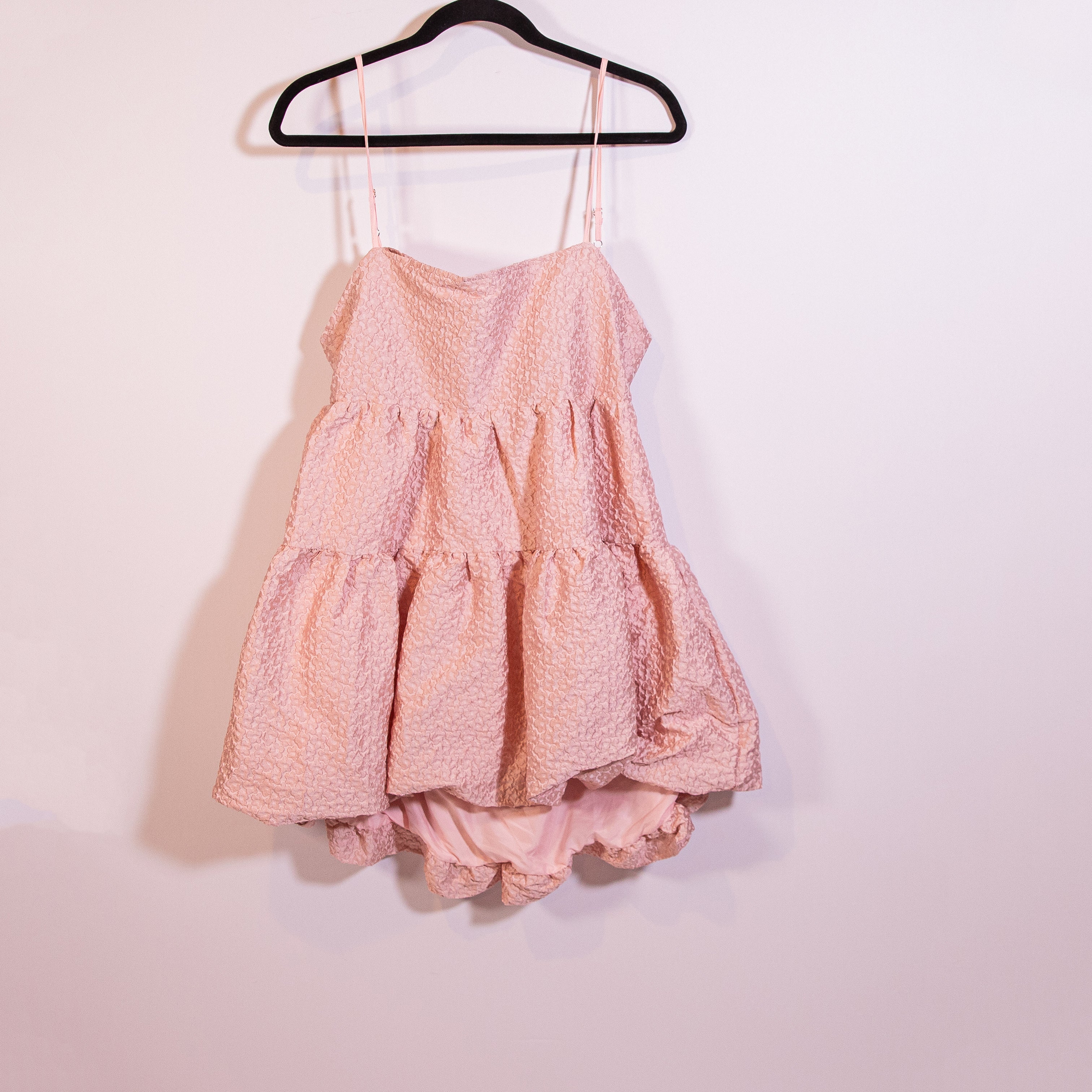 NEW Aureate x Anthropologie Square Neck Bubble Hem Textured Tiered Mini Dress M