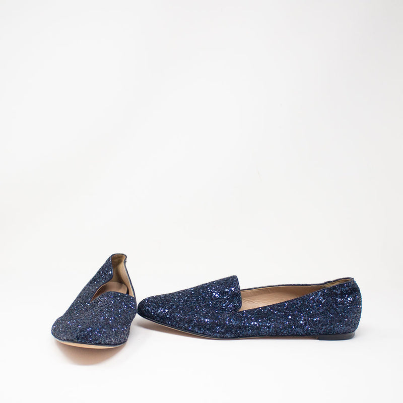 NEW J. Crew Darby Glitter Sparkle Embellished Flat Slip On Loafers Shoes Blue