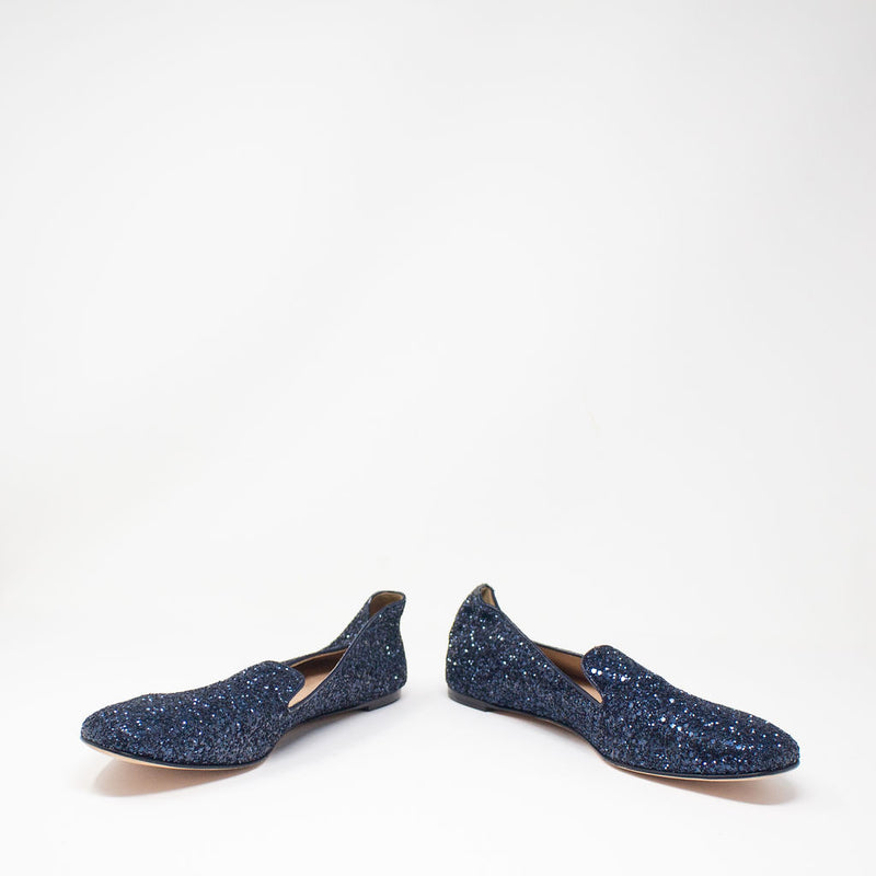 NEW J. Crew Darby Glitter Sparkle Embellished Flat Slip On Loafers Shoes Blue