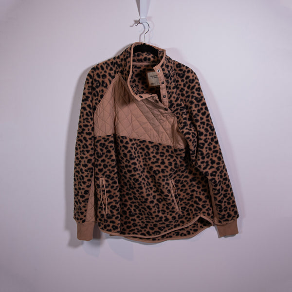 Abercrombie &amp; Fitch Cheetah Leopard Animal Print Pattern Sherpa Pullover Sweater