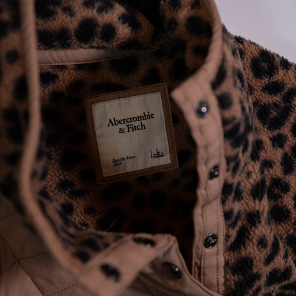 Abercrombie &amp; Fitch Cheetah Leopard Animal Print Pattern Sherpa Pullover Sweater