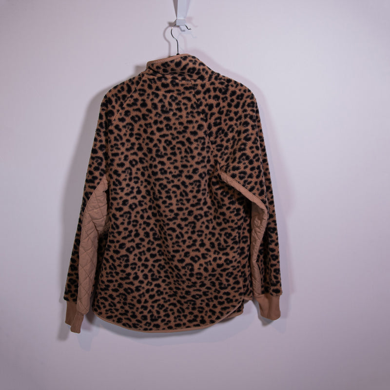 Abercrombie &amp; Fitch Cheetah Leopard Animal Print Pattern Sherpa Pullover Sweater