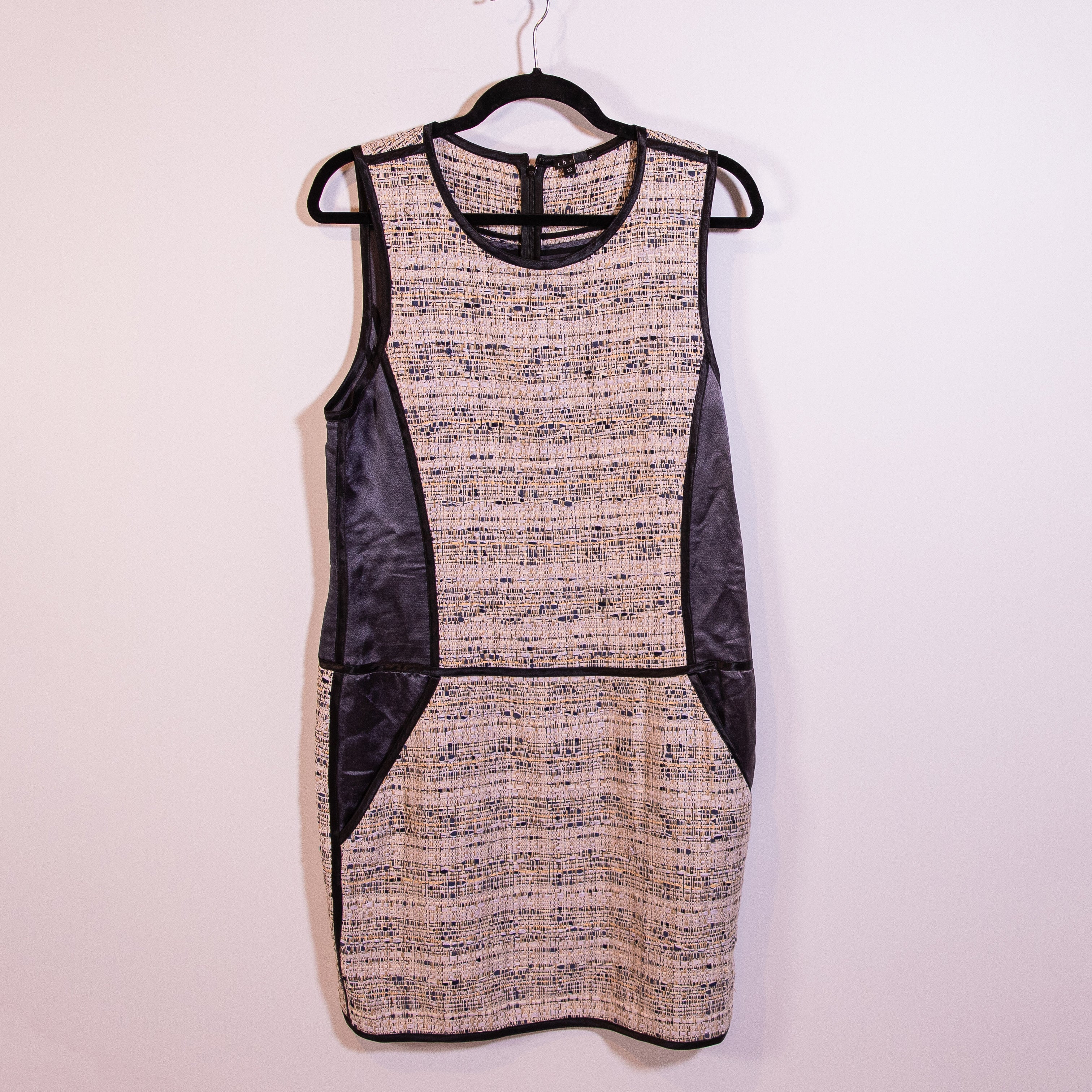 NEW Theory Waldia Alluring Multi Woven Boucle Cotton Silk Shift Dress 12