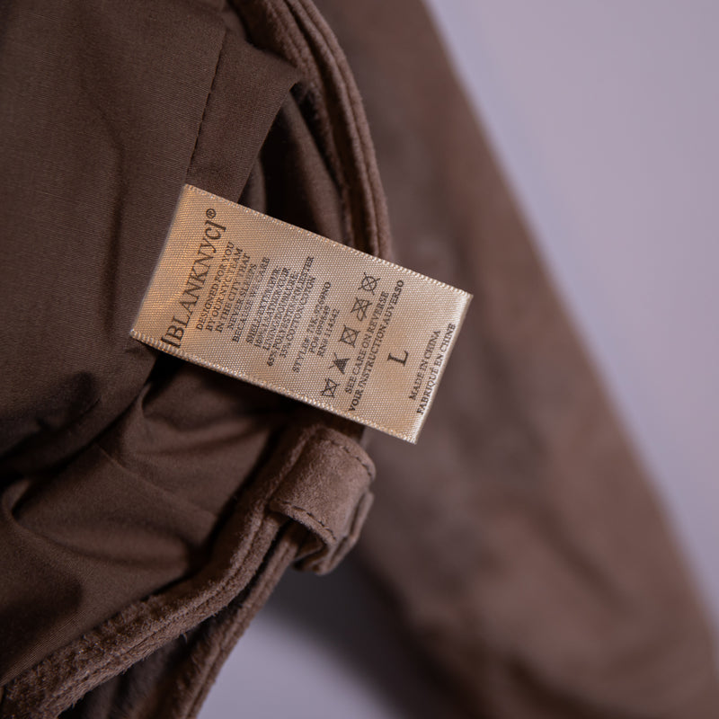 BLANKNYC Genuine Suede Leather French Taupe Motorcycle Belt Buckle Jacket Large