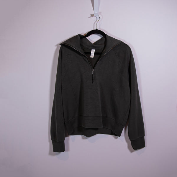 Spanx Active AirEssentials Stretch Jersey Quarter Zip Pullover Sweatshirt Gray M