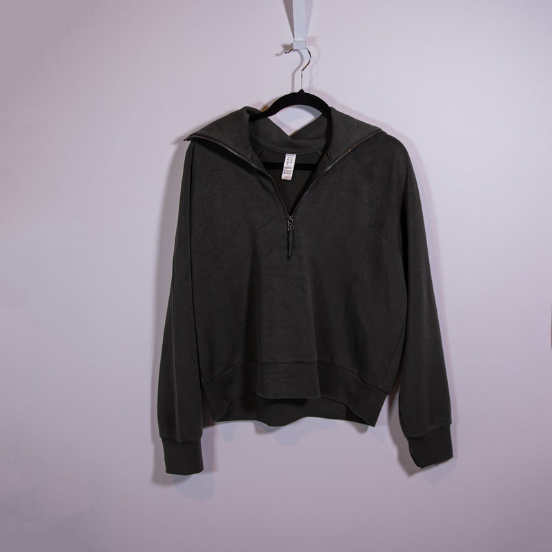 Spanx Active AirEssentials Stretch Jersey Quarter Zip Pullover Sweatshirt Gray M