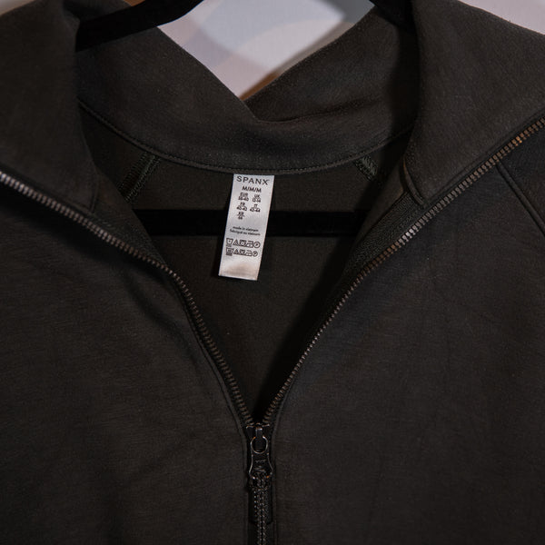 Spanx Active AirEssentials Stretch Jersey Quarter Zip Pullover Sweatshirt Gray M