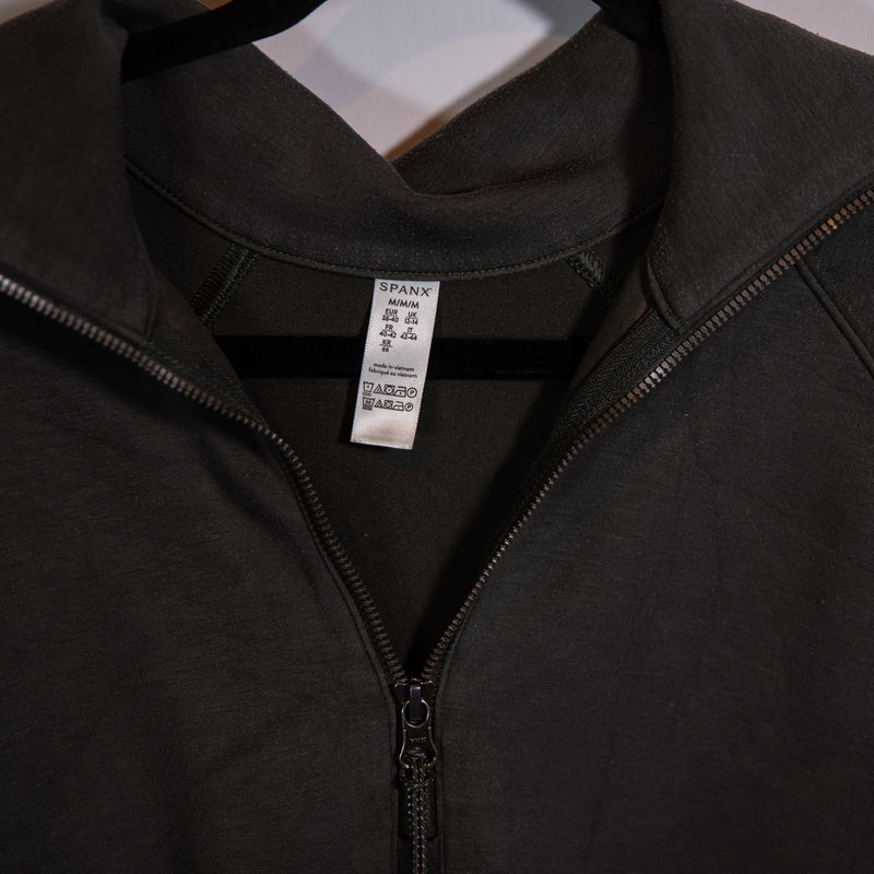 Spanx Active AirEssentials Stretch Jersey Quarter Zip Pullover Sweatshirt Gray M