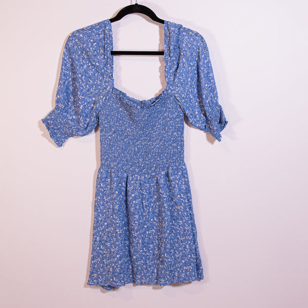 Reformation Elle Chiffon Smocked Bodice Half Sleeve Mini Pullover Dress Lassen 6