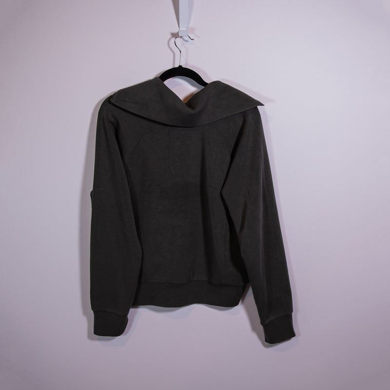 Spanx Active AirEssentials Stretch Jersey Quarter Zip Pullover Sweatshirt Gray M