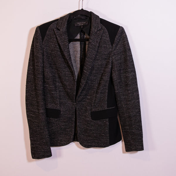 Rag &amp; Bone Howard Cotton Blend Textured Woven Blazer Jacket Gray Black 4