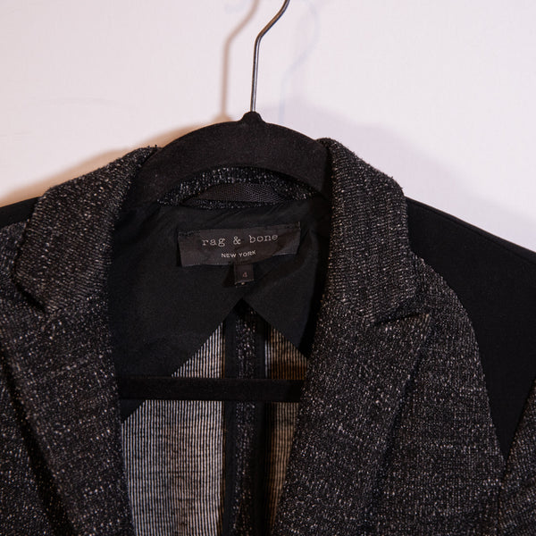 Rag &amp; Bone Howard Cotton Blend Textured Woven Blazer Jacket Gray Black 4