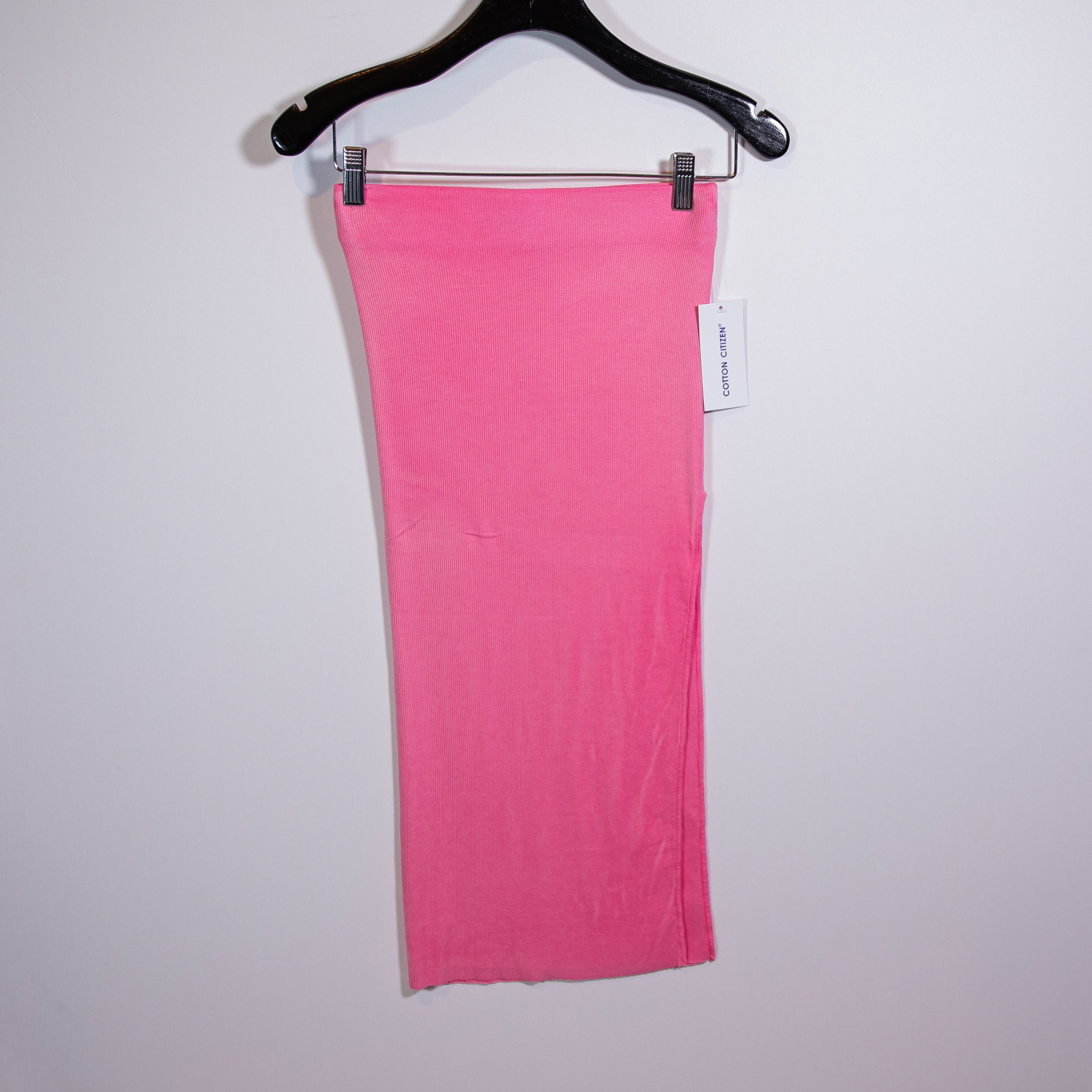 NEW Cotton Citizen Ribbed Sweater Knit Stretch Pull On Midi Skirt Solid Pink S