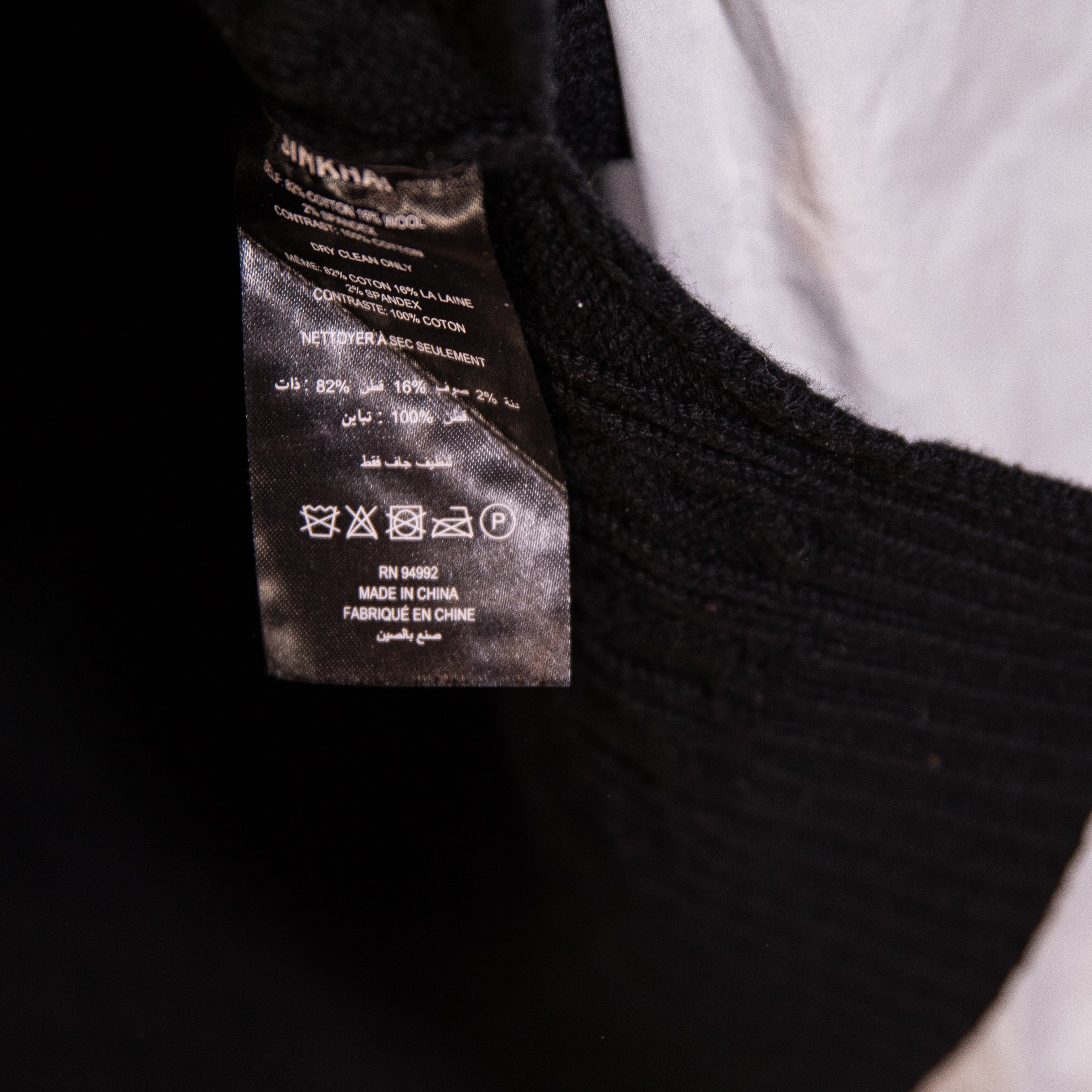 Simkhai Linnea Combo Cotton Poplin Wool Knit Overlay Long Sleeve Sweater Black M