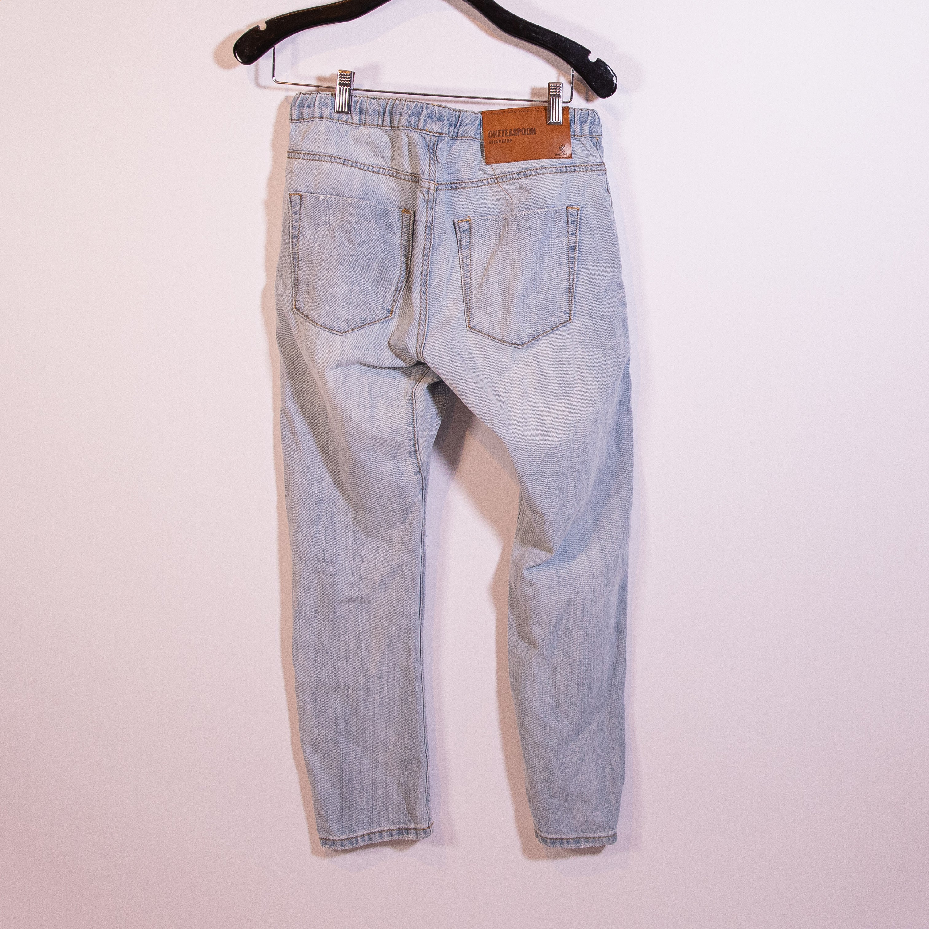 One Teaspoon Shabbies Drawstring Boyfriend Straight Cotton Denim Jeans Hustler