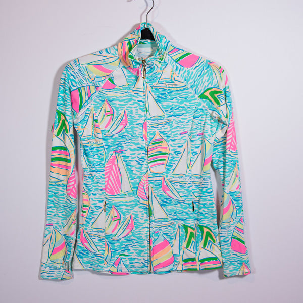Lilly Pulitzer Perfect Match You Gotta Regatta Print Full Zip Lightweight Jacket