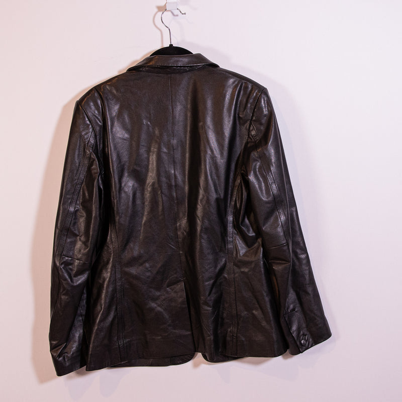 Rag &amp; Bone Women's Charles Genuine Lamb Leather Two Button Blazer Jacket Black 8