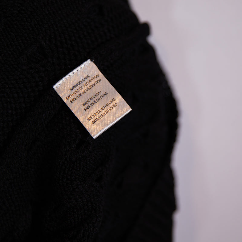 NEW Milly 3D Textured Wool Knit Stretch Button Front Cardigan Sweater Black S