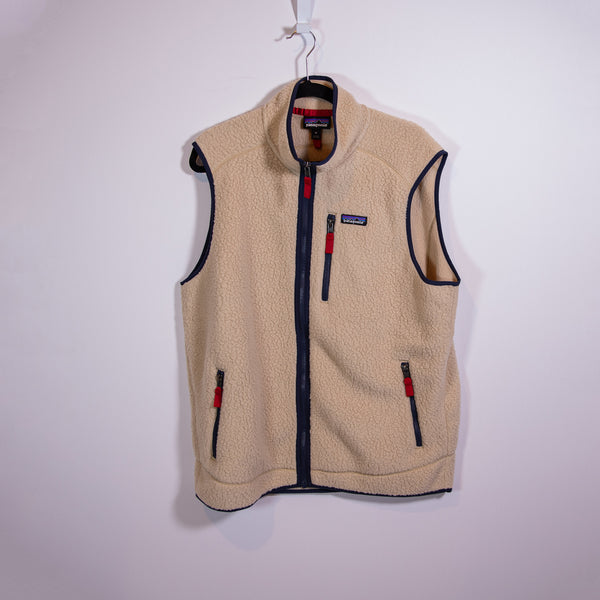 Patagonia Men's Retro Pile Teddy Shearling Fuzzy Sleeveless Vest Jacket Beige XL