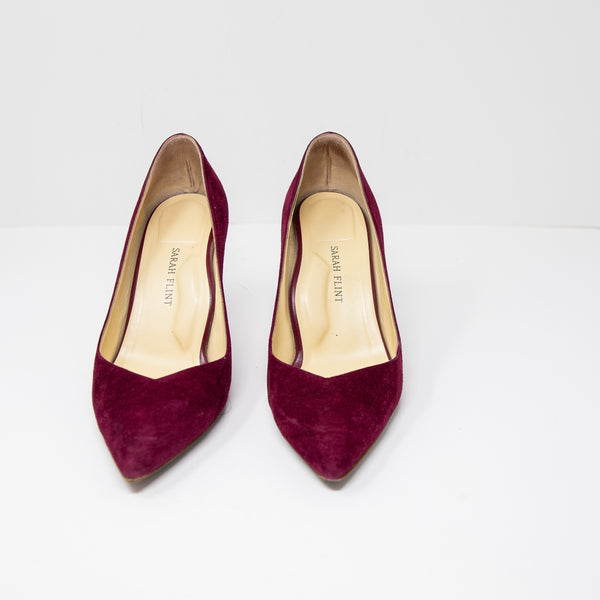Sarah Flint Perfect Pump Suede Pointed Toe High Heels Pumps Shoes Cabernet 8.5
