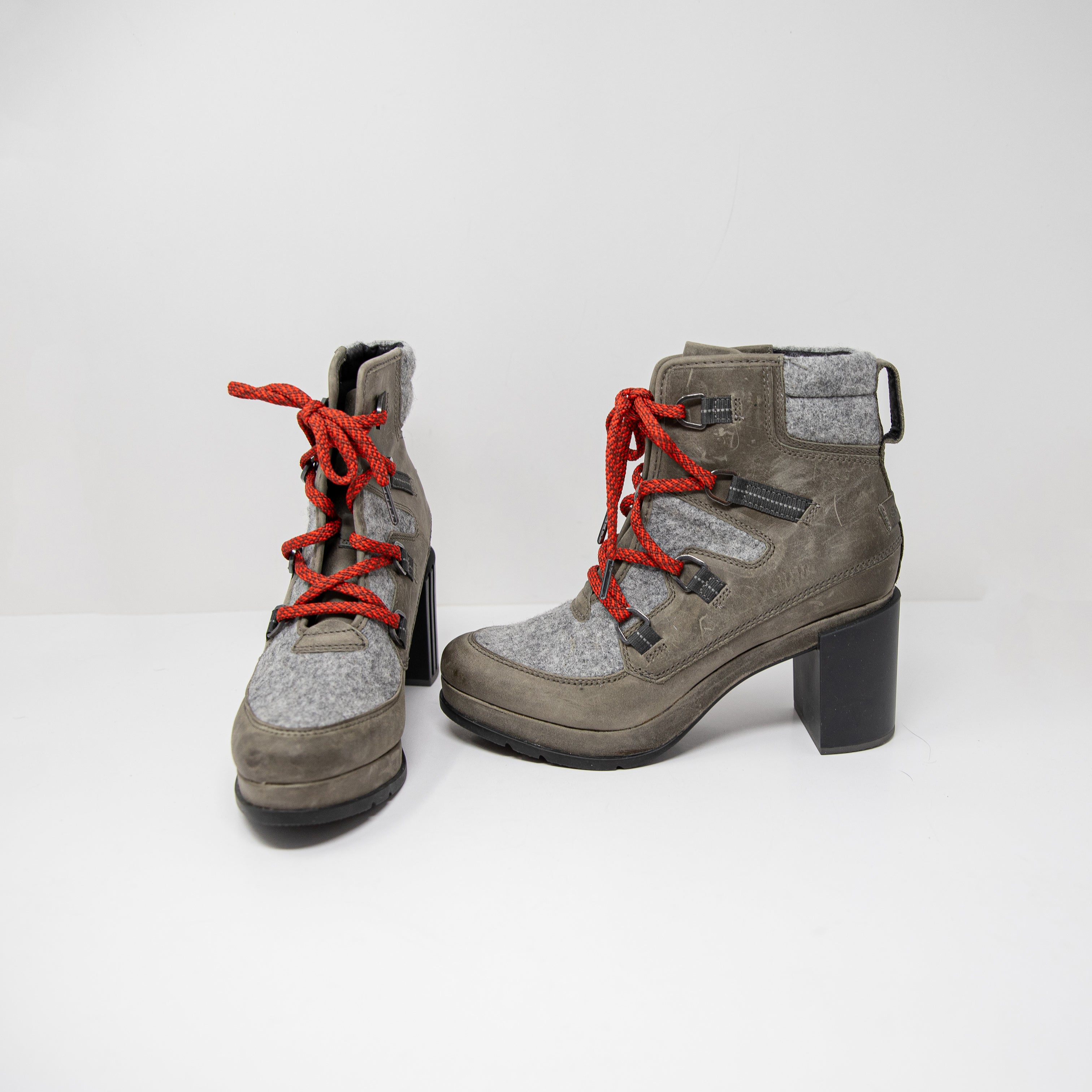 NEW Sorel Women's Blake Lace Touchy Felt Lace Up Heel Winter Snow Bootie Quarry