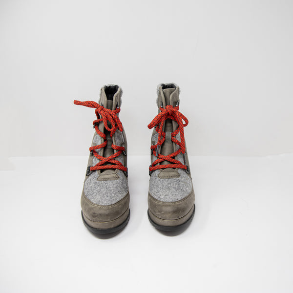 NEW Sorel Women's Blake Lace Touchy Felt Lace Up Heel Winter Snow Bootie Quarry