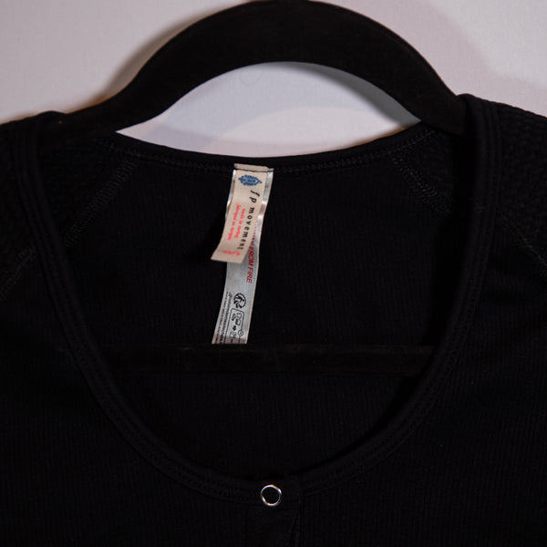 Free People FP Movement Bail Out Long Sleeve Scoop Neck Layer Tee Shirt Black