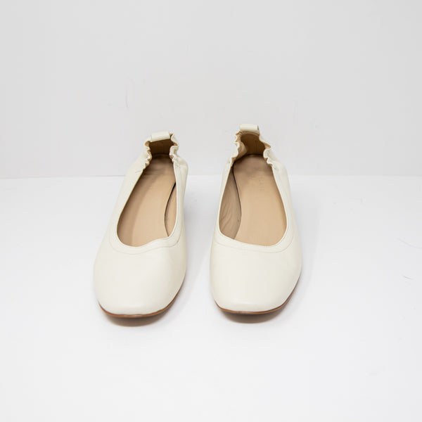 Everlane The Day Heel Genuine Leather Round Toe Slip On Pumps Shoes Ivory 11